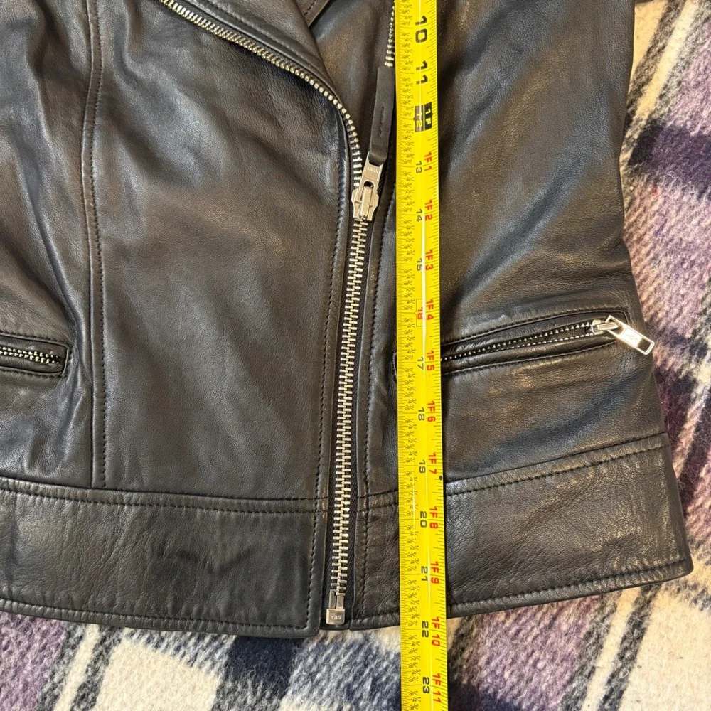 Vtg Lord & Taylor Women's Lamb Leather Biker Jacket Black Sz XS Moto Zipper - Picture 8 of 9